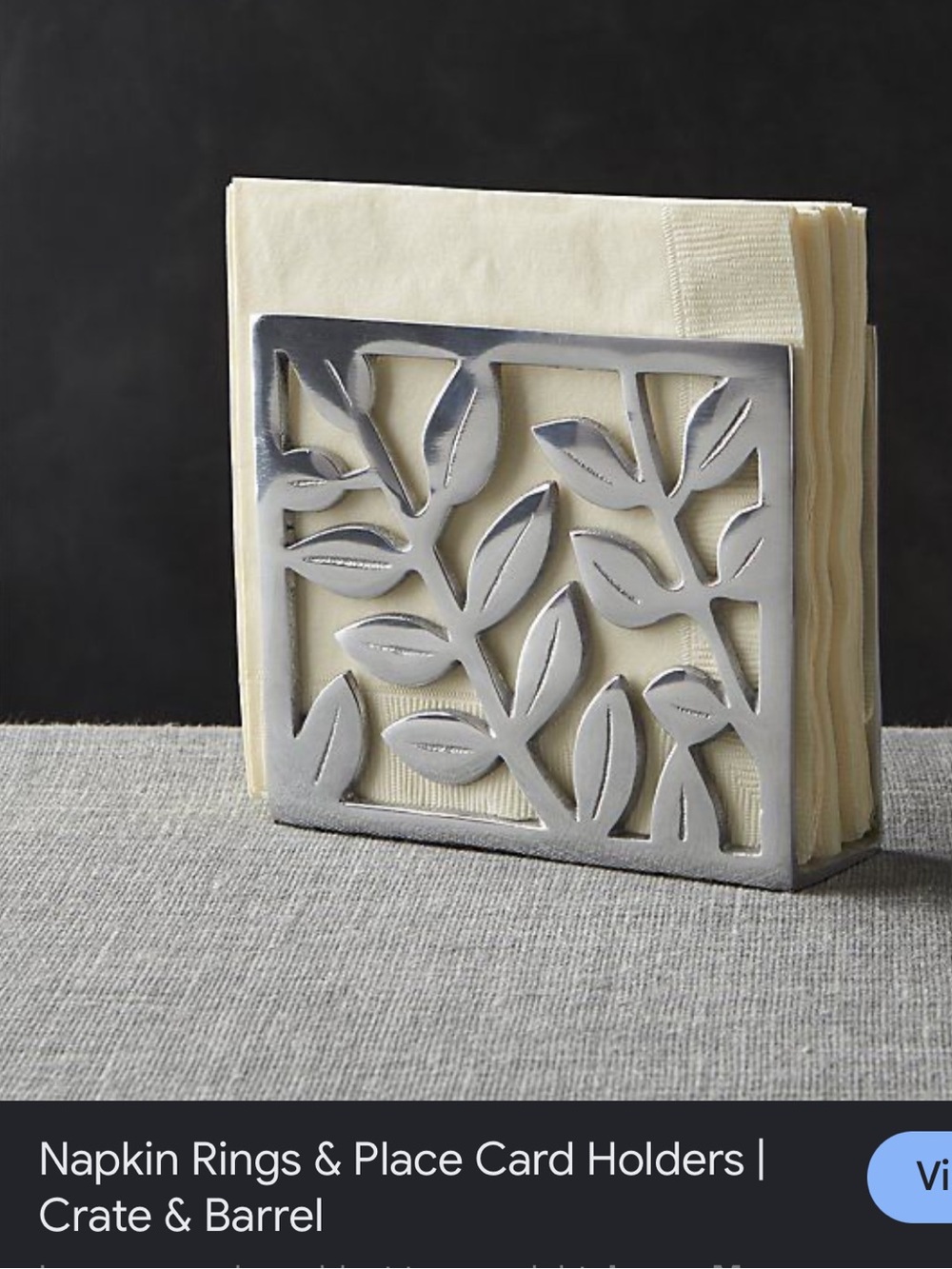 Crate&Barrel Silver Leaf Motif Napkin Holder